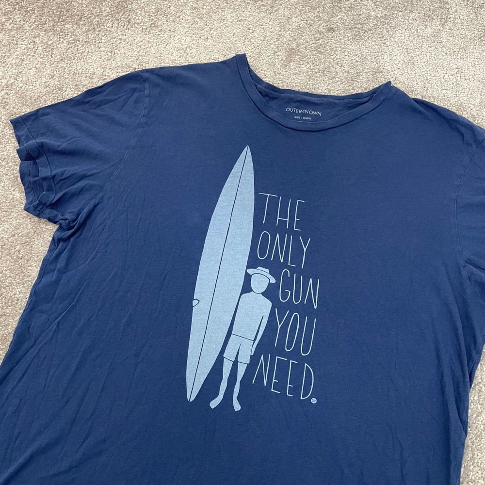 Outerknown T Shirt Mens Large Surfer Navy Blue Organic Cotton Made in USA